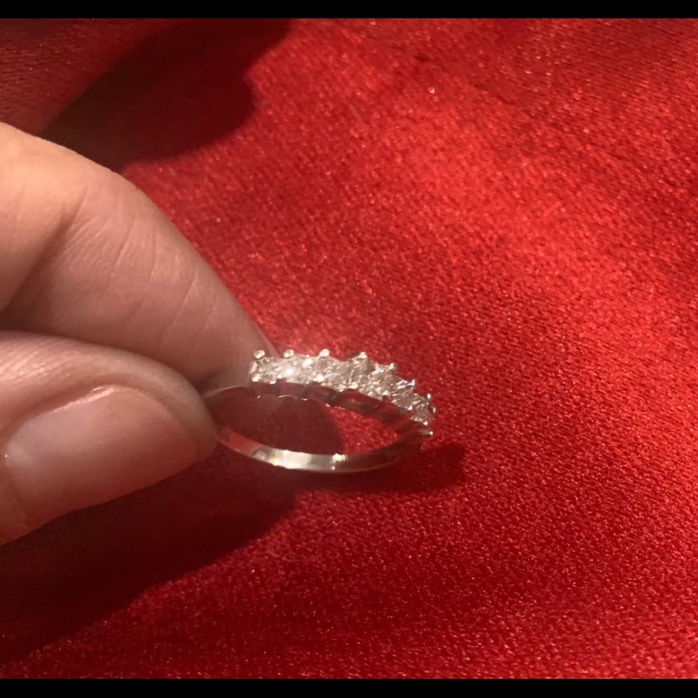 Diamond band 14k white gold princess cut